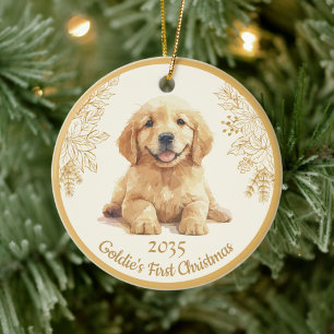 Golden Retriever erstes Weihnachten  Keramik Ornament