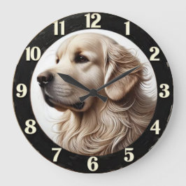Golden Retriever Expressive Eyes Große Wanduhr