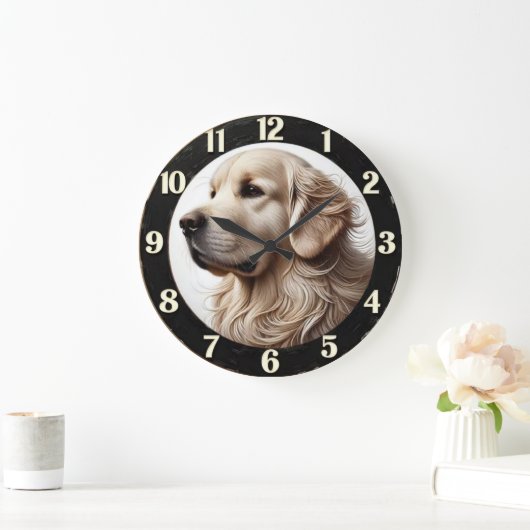 Golden Retriever Expressive Eyes Große Wanduhr (Zuhause)