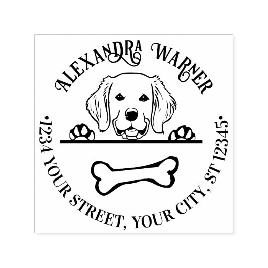 Golden Retriever Eying Bone Name Rücksendeadresse Permastempel (Design)