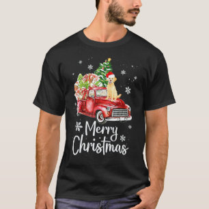 Golden Retriever fährt mit rotem LKW Xmas Frohe We T-Shirt