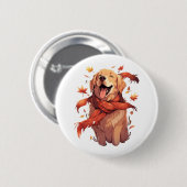 Golden Retriever Fall Dose Herbst Blätter Button (Vorne & Hinten)