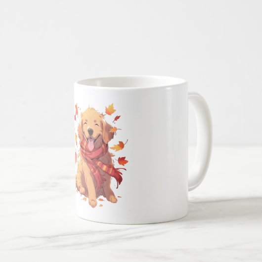 Golden Retriever Fall Dose Herbst Blätter Kaffeetasse (VorderseiteRechts)