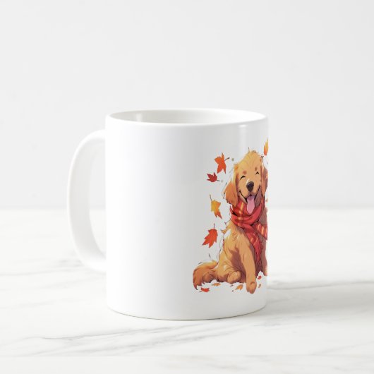 Golden Retriever Fall Dose Herbst Blätter Kaffeetasse (Vorderseite Links)