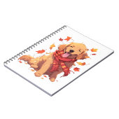 Golden Retriever Fall Dose Herbst Blätter Notizblock (Linke Seite)