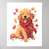 Golden Retriever Fall Dose Herbst Blätter Poster (Vorne)
