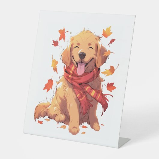Golden Retriever Fall Dose Herbst Blätter Sockelschild (Vorderseite)