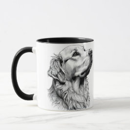 Golden Retriever Fine Line Art Portrait | Elegant  Tasse