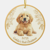 Golden Retriever First Christmas Keramik Ornament (Vorne)