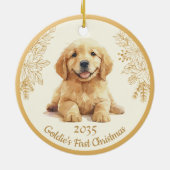 Golden Retriever First Christmas Keramik Ornament (Hinten)
