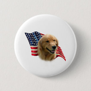 Golden Retriever Flag Button