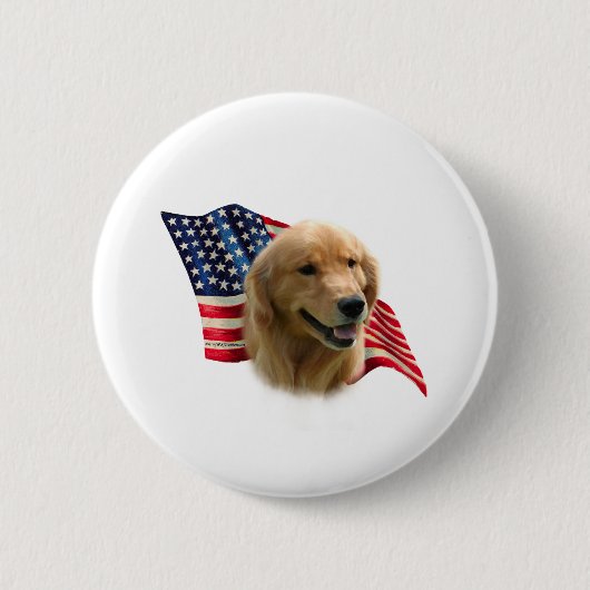 Golden Retriever Flag Button (Vorderseite)