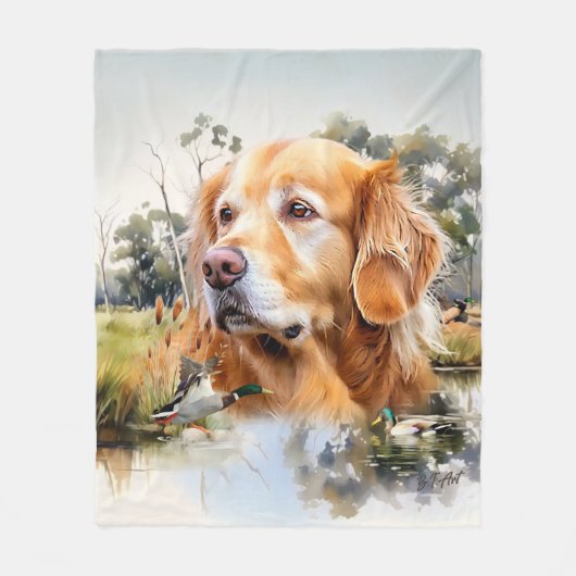 Golden Retriever Fleecedecke (Vorderseite)