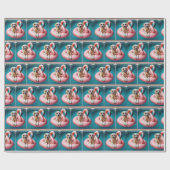 Golden Retriever Floating In a Flamingo Pool Toy Geschenkpapier (Flach)