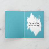 Golden Retriever Floating mit einem Flamingo Gebur Karte (Innenseite)