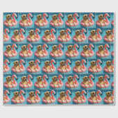 Golden Retriever Floating On a Flamingo Pool Toy Geschenkpapier (Flach)