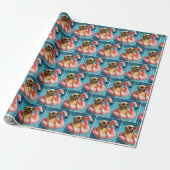 Golden Retriever Floating On a Flamingo Pool Toy Geschenkpapier (Ungerollt)