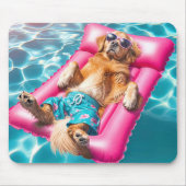 Golden Retriever Floating on Pool Matratze Mousepad (Vorne)