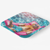 Golden Retriever Floating on Pool Matratze Pappteller (Gewinkelt)