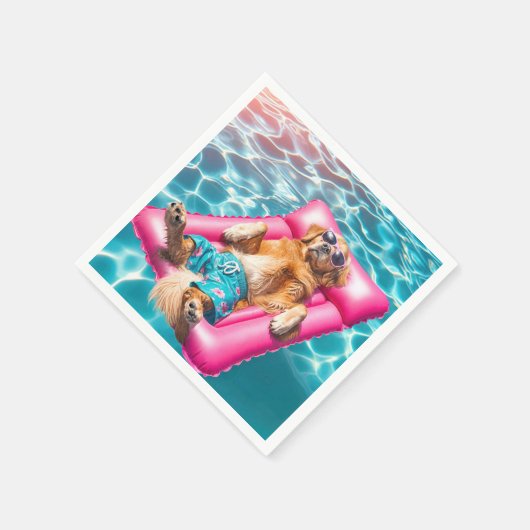 Golden Retriever Floating on Pool Matratze Serviette (Ecke)
