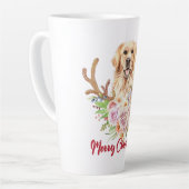 Golden Retriever Floral Frohe Weihnachten Milchtasse (Linke Ecke)