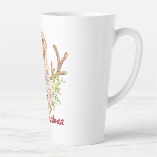 Golden Retriever Floral Frohe Weihnachten Milchtasse (Rechts)