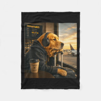 Golden Retriever Flughafen Reise Kaffee Lustiger H Fleecedecke