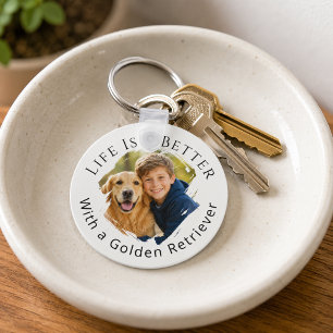 Golden Retriever Foto Das Leben ist besser Schlüsselanhänger