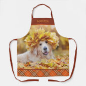 Golden Retriever Foto Fall Tartan Personalisiert Schürze (Vorderseite)