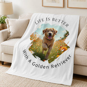 Golden Retriever Foto Leben ist besser Fleecedecke