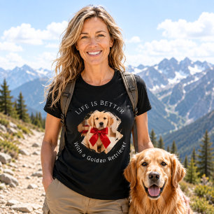 Golden Retriever Foto Leben ist besser Frauen schw T-Shirt
