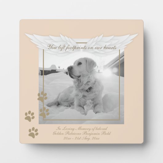 Golden Retriever Foto Memorial Angel Wings Paw Fotoplatte (Vorderseite)