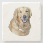 Golden Retriever Foto Portrait Steinuntersetzer (Vorderseite)