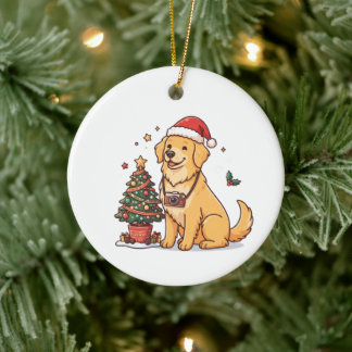 Golden Retriever Fotograf Weihnachten  Keramik Ornament