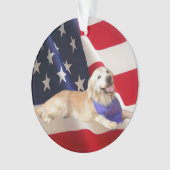 Golden retriever-freche amerikanische Flagge Ornament (Vorderseite)