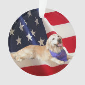 Golden retriever-freche amerikanische Flagge Ornament (Vorderseite)