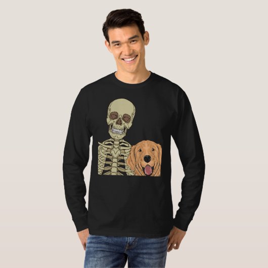 Golden Retriever Friend Beängstigendes Skelett T-Shirt (Vorne ganz)