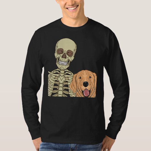 Golden Retriever Friend Beängstigendes Skelett T-Shirt (Vorderseite)