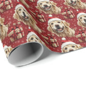 Golden Retriever Frohe Weihnachten Geschenkpapier (Rolleneckpunkt)