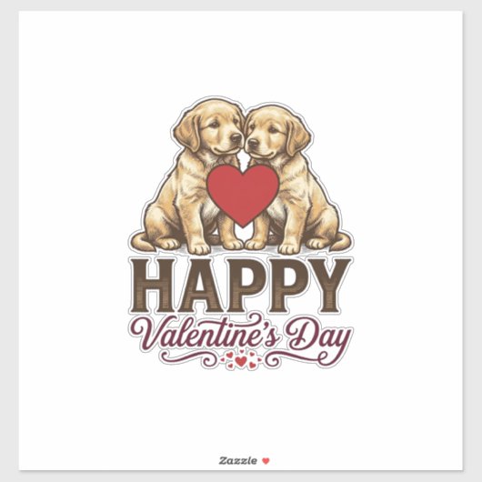 Golden Retriever Frohen Valentinstag Aufkleber (Blatt)