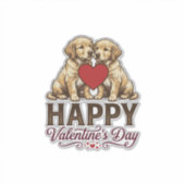 Golden Retriever Frohen Valentinstag Aufkleber (Vorderseite)
