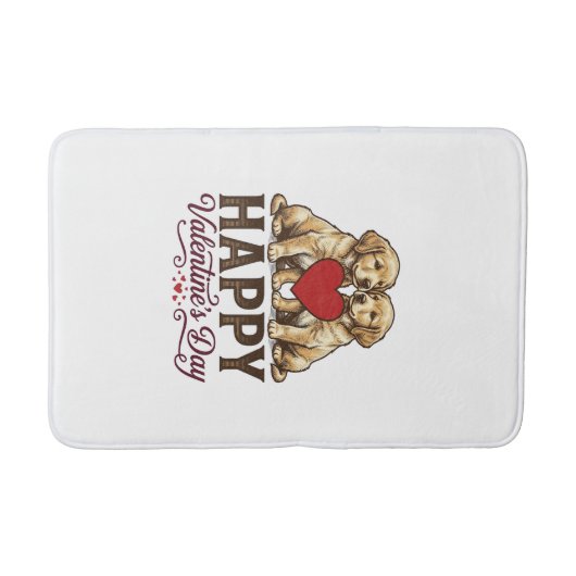 Golden Retriever Frohen Valentinstag Badematte (Vorderseite)