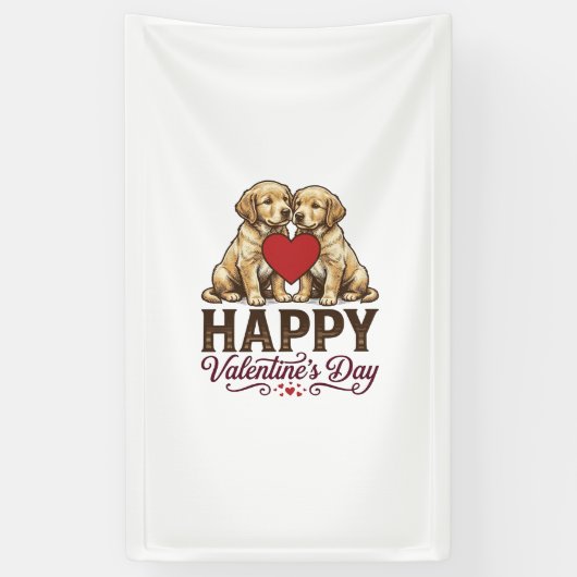 Golden Retriever Frohen Valentinstag Banner (Vertikal)