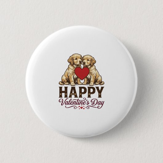 Golden Retriever Frohen Valentinstag Button (Vorderseite)