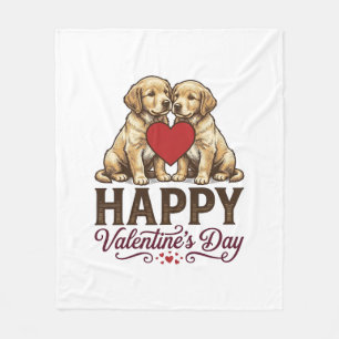 Golden Retriever Frohen Valentinstag Fleecedecke