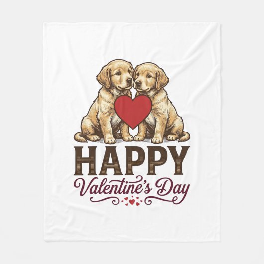 Golden Retriever Frohen Valentinstag Fleecedecke (Vorderseite)