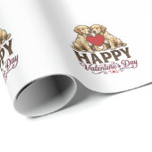Golden Retriever Frohen Valentinstag Geschenkpapier (Rolleneckpunkt)