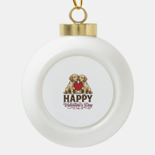 Golden Retriever Frohen Valentinstag Keramik Kugel-Ornament