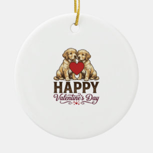 Golden Retriever Frohen Valentinstag Keramik Ornament