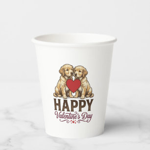 Golden Retriever Frohen Valentinstag Pappbecher